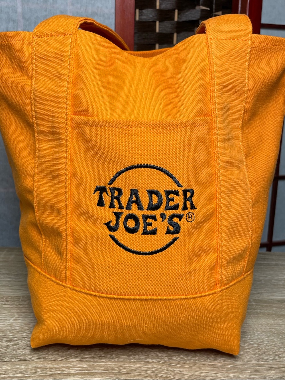 Trader Joe's Limited Edition Orange Trick or Treat Halloween Mini Tote Bag